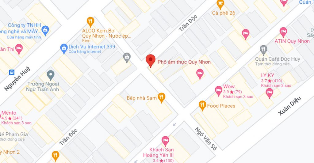 Bản đồ thể hiện khu phố ẩm thực Quy Nhơn - Ngô Văn Sở